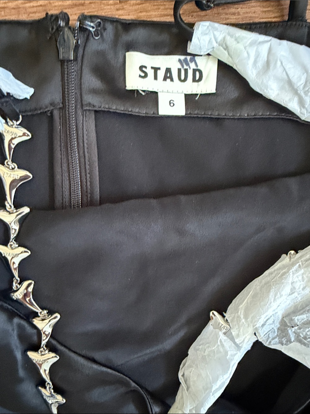 STAUD Cadence Shark Tooth Strap Satin Maxi Dress - Picture 7 of 8